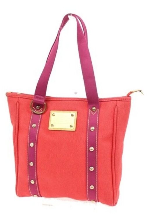 Louis Vuitton Handbags - LOUIS VUITTON Cabas MM Shoulder Bag Antigua Canvas Leather Rouge M40034 32ZA237